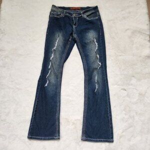 Vigold Bootcut Jeans Medium Wash Blue Distressed Mid-Rise Womens Size 5/6